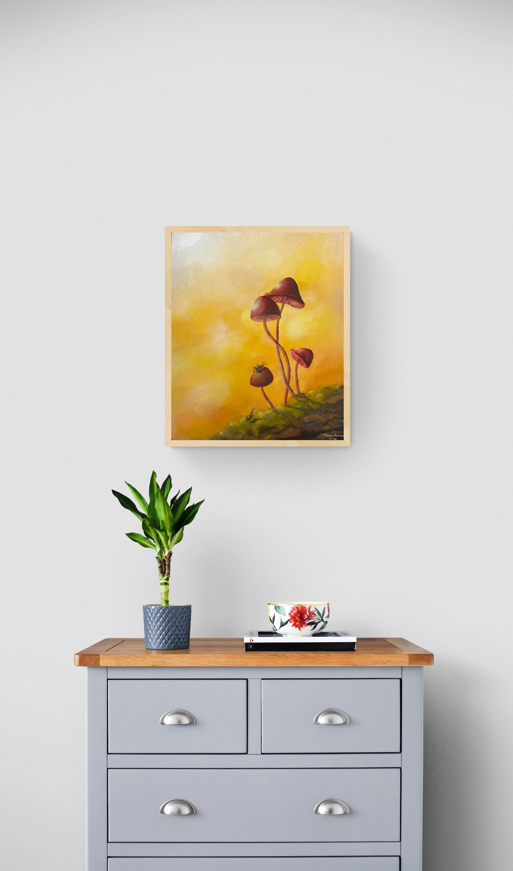 Mushroom Family — Lena Vanurina woodland art, still life, fine art — in context